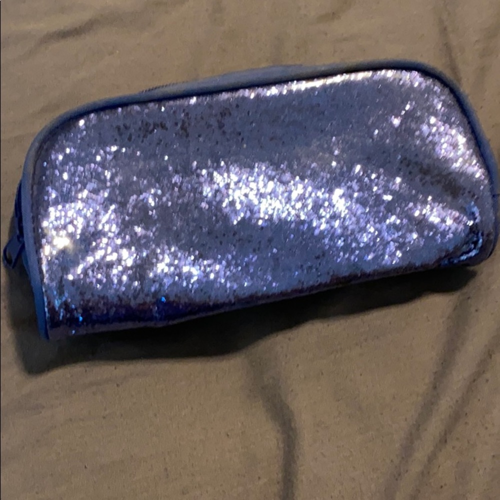 Blue glittery cosmetic bag